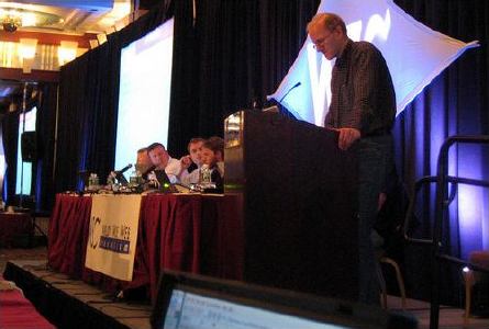 Bert Bos speaking, the panel