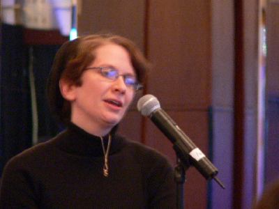 Lisa Seeman speaking at mic